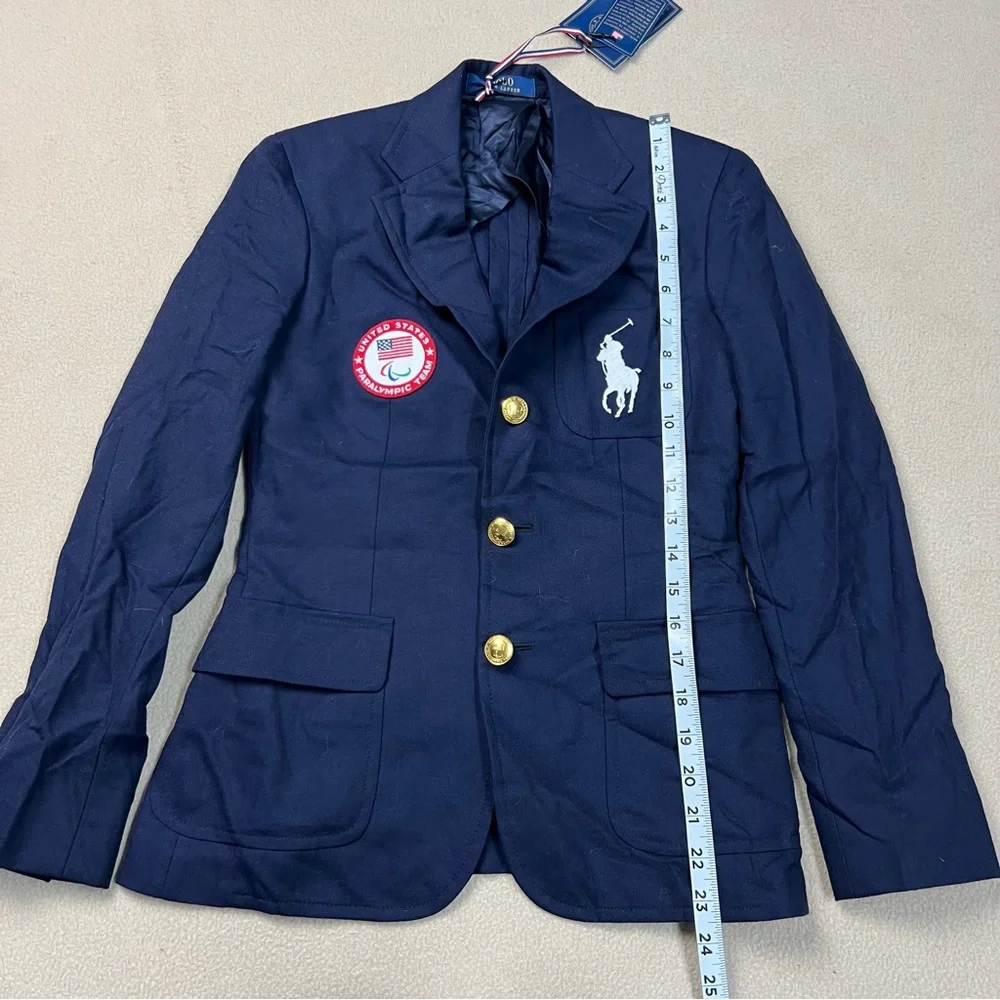 Polo Ralph Lauren Blazer Womens 00P Navy Blue Team USA 2016 Paralympics Wool NWT - Picture 2 of 13